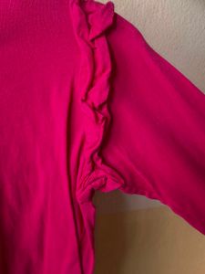 Pink Ruffle Sleeve Top