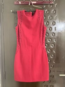 Chic Red Lace Trim Dress