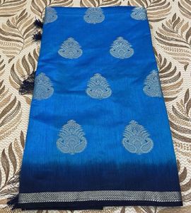 New Vibrant Blue 🦋Silk Saree with Silver Motifs
