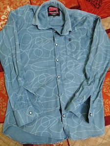 Men's Blue Graphic Print Shirt