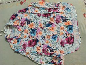 Floral Print Button-Up Shirt with Scarf