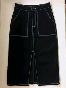Black Denim Midi Skirt