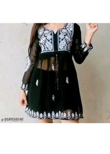 Embroidered Black Kurti for Women