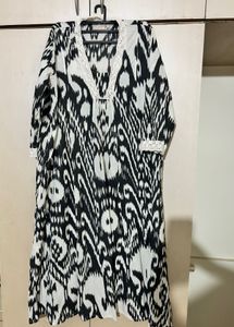 Stylish Black and White Ikkat Pattern Kurta