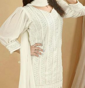 White Embroidered Kurta Set