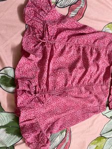 Cute Pink Ruffle Crop Top