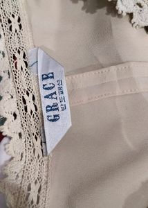Cream Premium Crop Baggy Shirt And Twret Shir