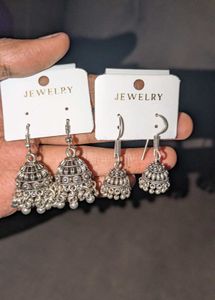 Oxidized Jhumka Earrings Set