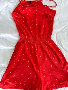 Red Anchor Print Jumpsuit