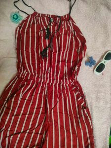 Striped Maroon Jumpsuit