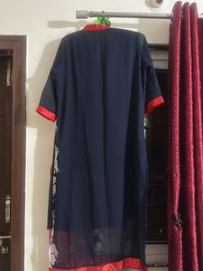 Red Blue Floral Kurta