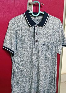 Men's Grey Patterned Polo Shirt