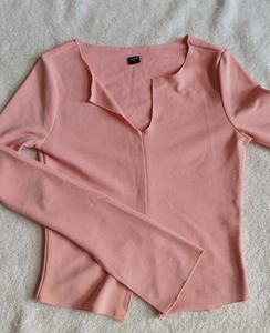 Pink Lettuce Trim Cut-Out Crop Top