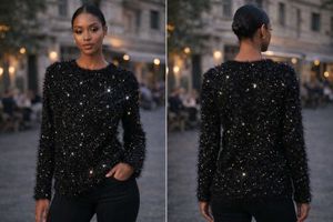 Sparkling Black Knit Sweater