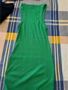 Ribbed Knit Sleeveless Midi Dress - Emerald Green