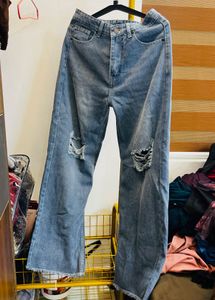 Distressed Light Wash Jeans women jean pants shein