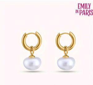 Palmonas::Gold Pearl Hoop Earrings