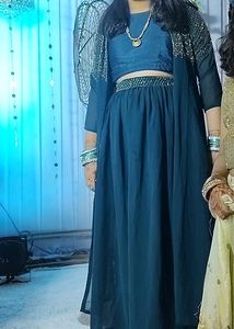 Elegant Teal Embellished Indian Outfit..