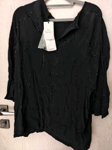 Chic Black Embellished Top