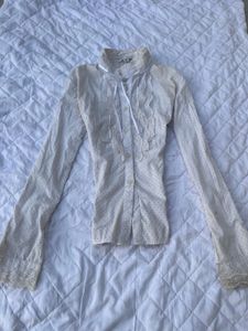 horror  polka dot porcelain doll fitted lace shirt