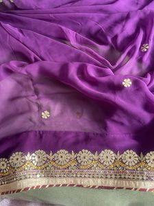 Beautiful gota handwork Purple Saree with Blo