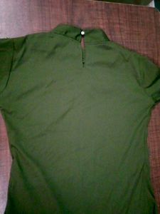 Stylish Olive Green Bell Sleeve Tunic Top