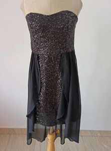 Sparkly Strapless Black Dress. small holes