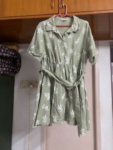 “Bombay Paisley” Mintgreen Leafy Mini Dress