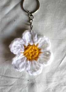 Crochet Daisy Flower Keychain