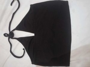 Black Halter Neck Crop Top