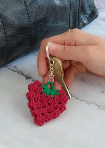 Crochet Strawberry Keychain