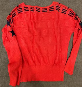 Bright Orange Star Knit Sweater
