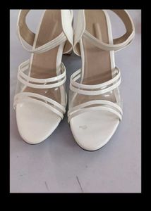 Chic White Transparent Strap Heels