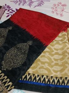 Elegant Red &amp; Black Embroidered Saree