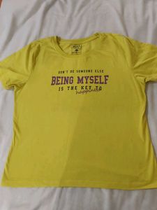 Yellow "Being Myself" Graphic T-Shirt