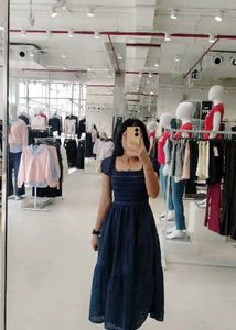 Navy Blue Tiered Midi Dress