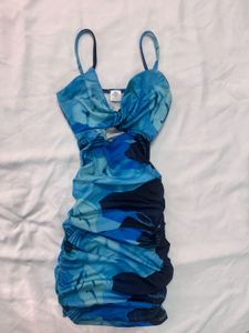 Blue Floral Bodycon Mini Dress