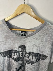 Grey American Rebel Eagle Graphic T-Shirt