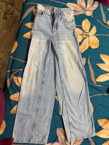 h&amp;m Light Wash Wide Leg Jeans