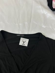 SHEIN Chic Black Flutter Sleeve Top