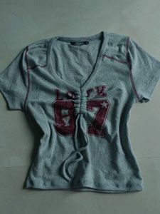 Grey "Luck 87" y2k Graphic T-Shirt