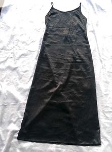 Brand New (Newme) Black Satin Maxi Dress
