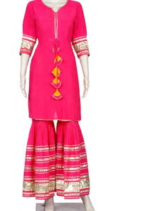 Vibrant Pink Kurta Set with Sharara Pants