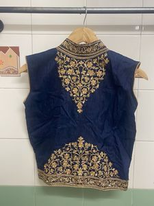 Embroidered Blue Nehru Jacket