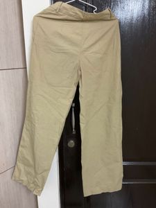 Khaki Pleated Wide-Leg Trousers