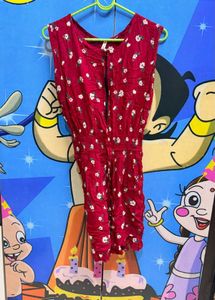 Chic Floral Red Jumpsuit