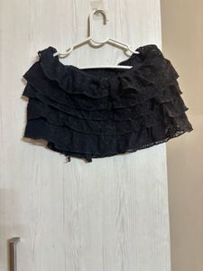black lace layered mini skirts