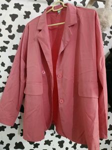 Stylish Pink Double-Breasted Blazer