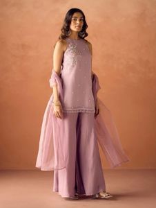 Lavender Lace &amp; Blossom Kurta Set