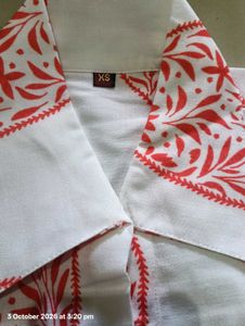 Women's White Shirt with Red Heart Print